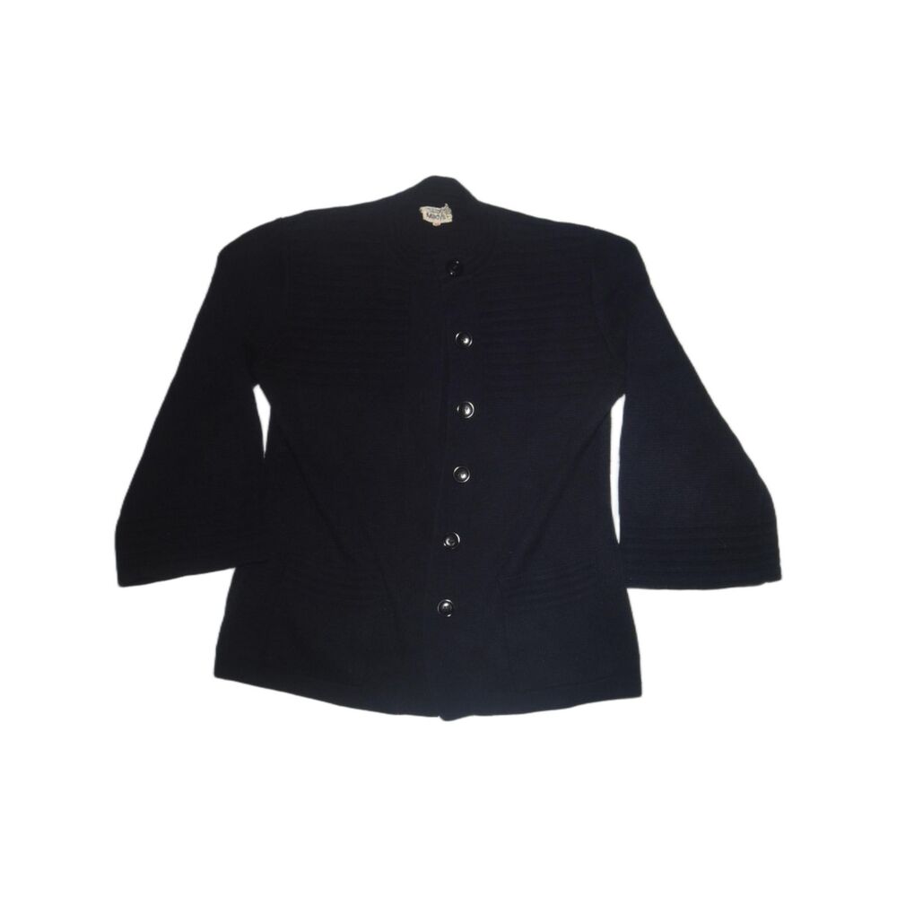 Vintage Macy's Women's Black Knit Cardigan - L